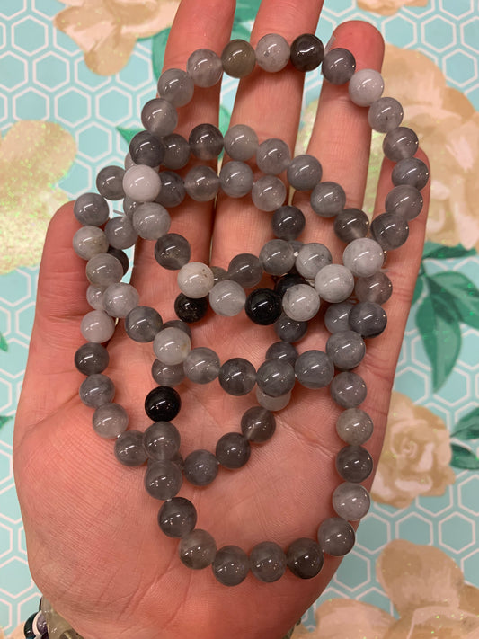 Smoky cloud Quartz 8mm bracelet