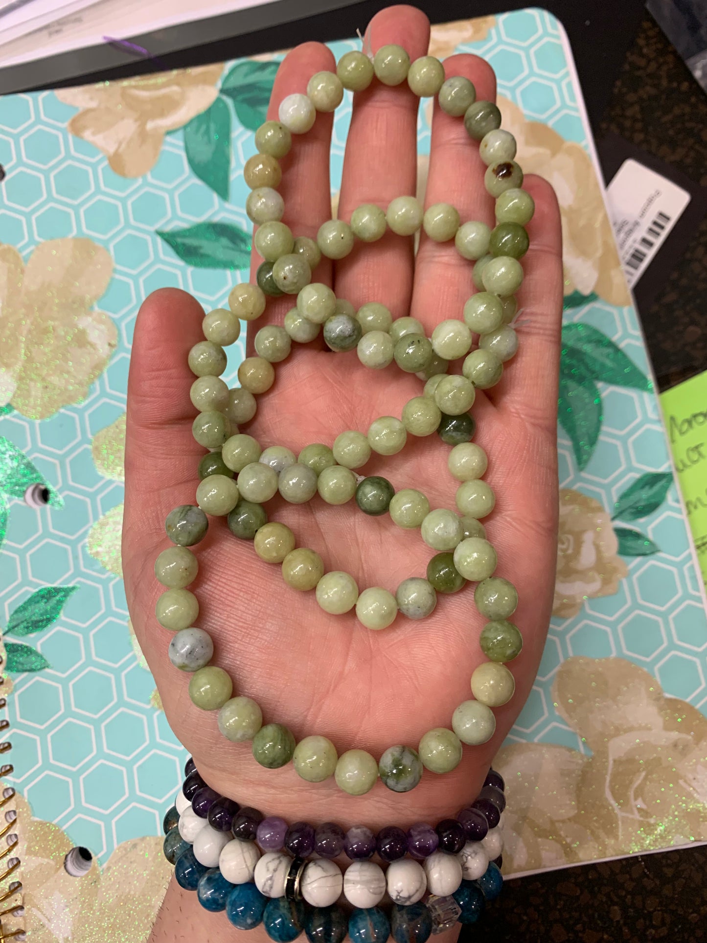Jade Crystal Bead Bracelet