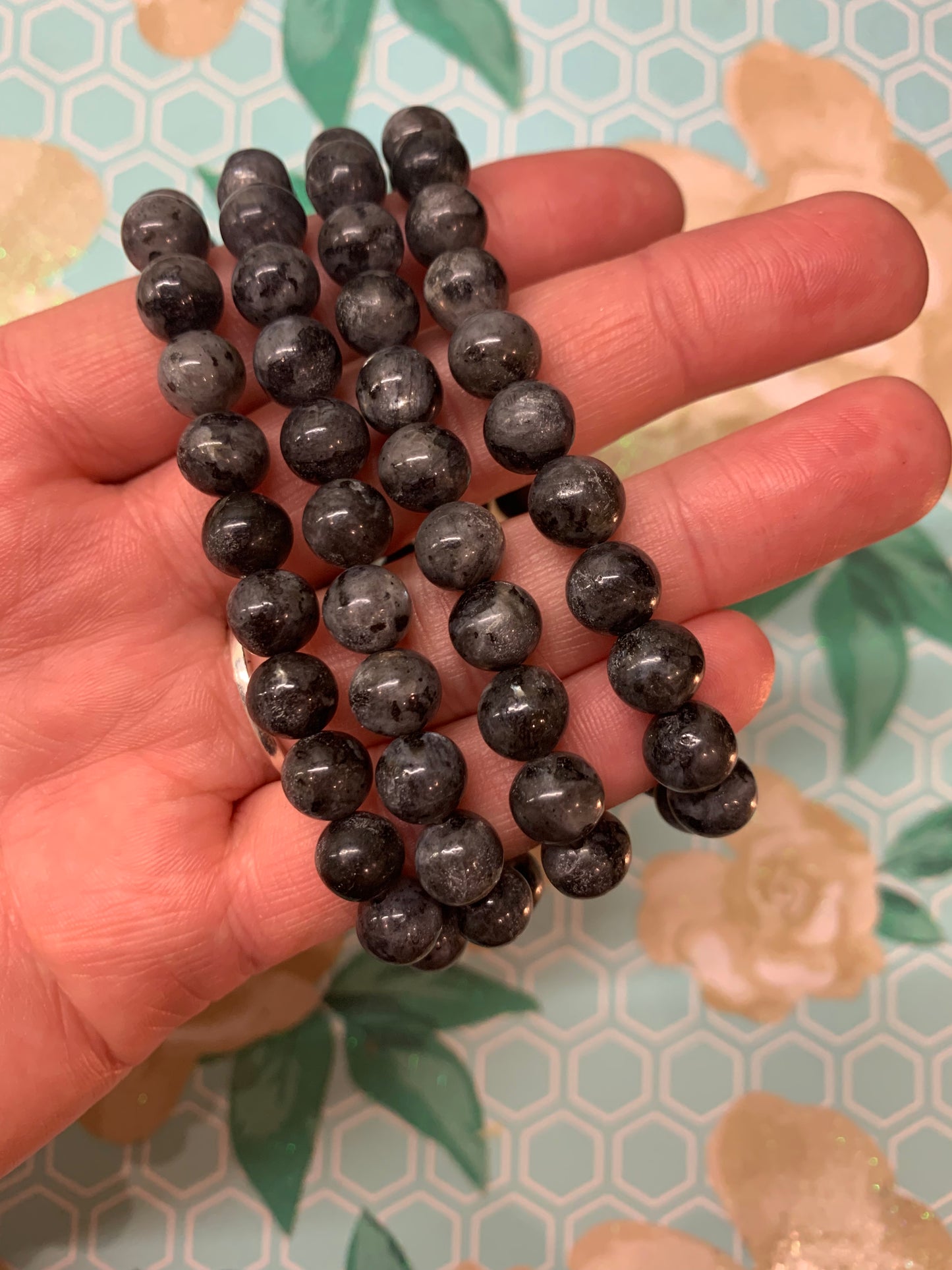 Larvikite 8mm crystal bracelet